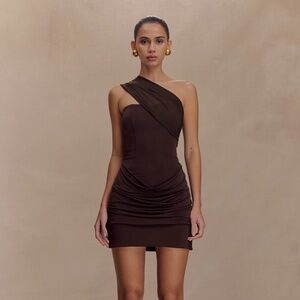 Brown mini dress with scarf